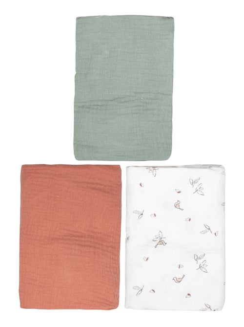 Lot de 3 Draps housses couffin en gaze de coton, Melody SEVIRA KIDS - Kiabi