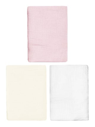 Lot de 3 Draps housses couffin en gaze de coton, Pastel SEVIRA KIDS