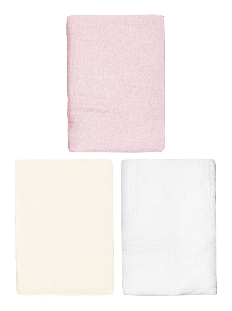 Lot de 3 Draps housses couffin en gaze de coton, Pastel SEVIRA KIDS Rose - Kiabi