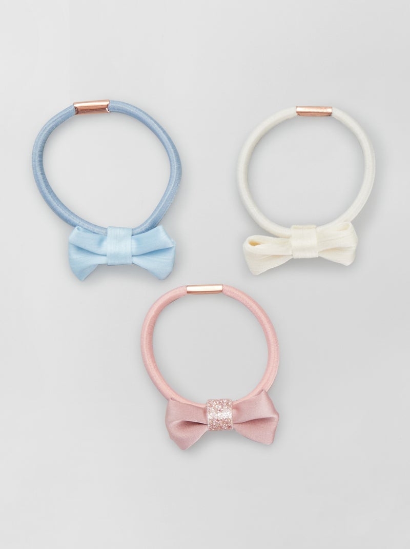 Lot de 3 élastiques à noeud Rose/blanc/bleu - Kiabi