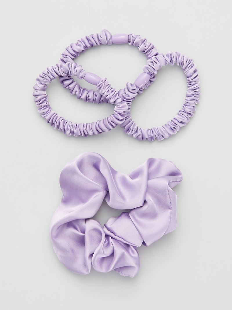 lot de 3 élastiques + chouchou satinés Violet - Kiabi