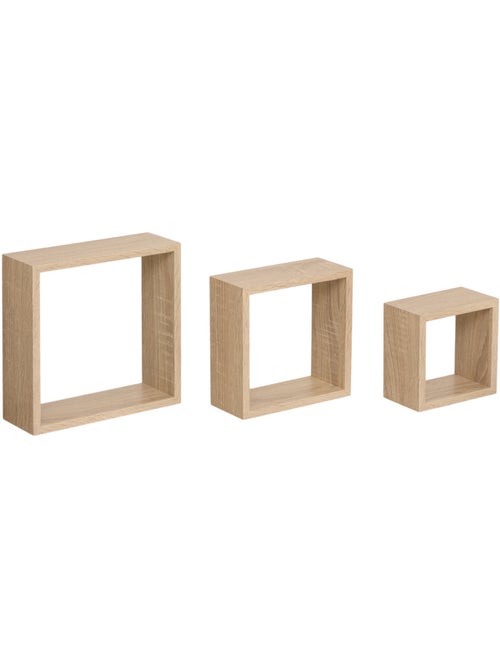Lot de 3 étagères murales cube en bois fixy - Kiabi