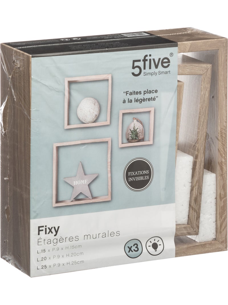 Lot de 3 étagères murales cube en bois FIXY Beige - Kiabi