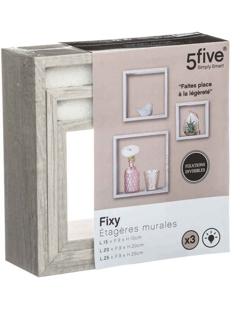 Lot de 3 étagères murales cube en bois FIXY Gris - Kiabi