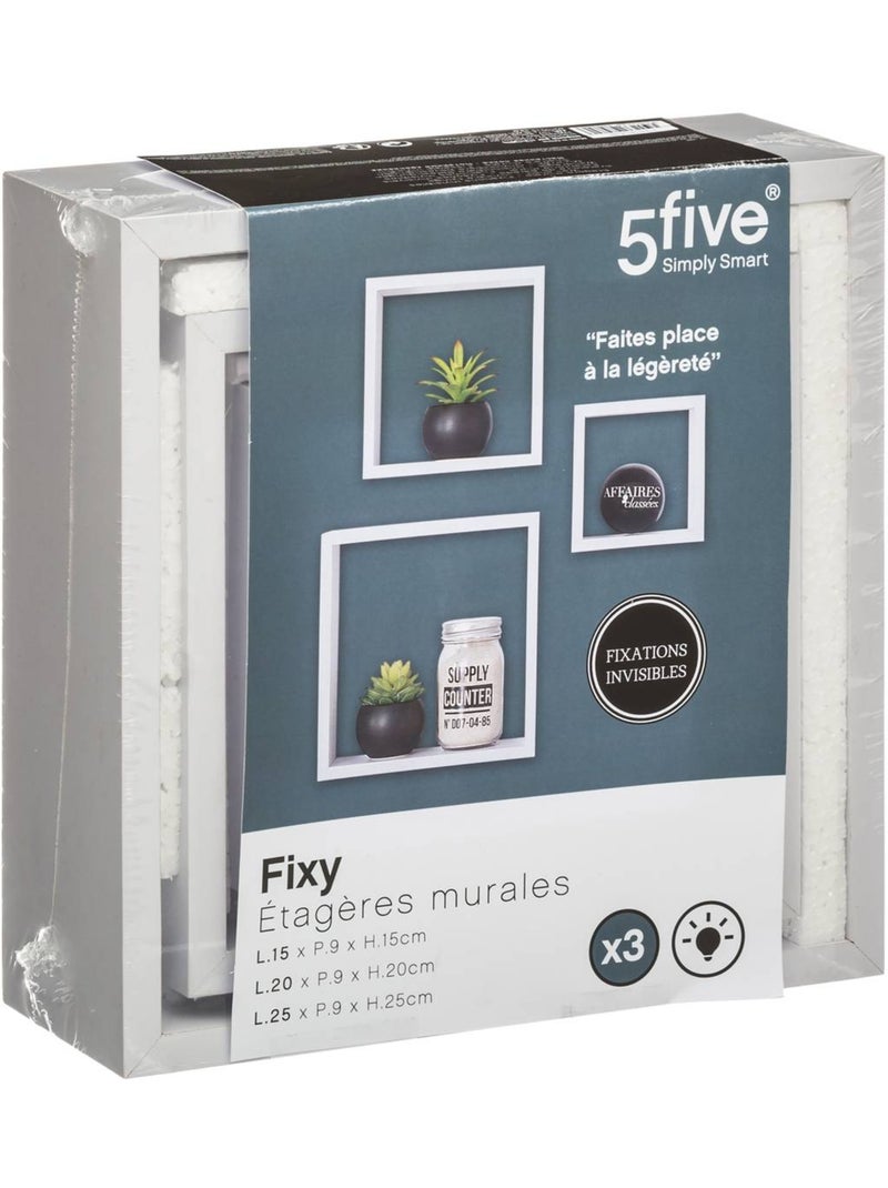 Lot de 3 étagères murales cubes design graphique fixy Blanc - Kiabi