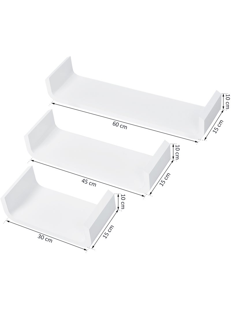 Lot de 3 étagères murales flottantes blanches Blanc - Kiabi