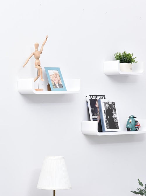 Lot de 3 étagères murales flottantes blanches - Kiabi
