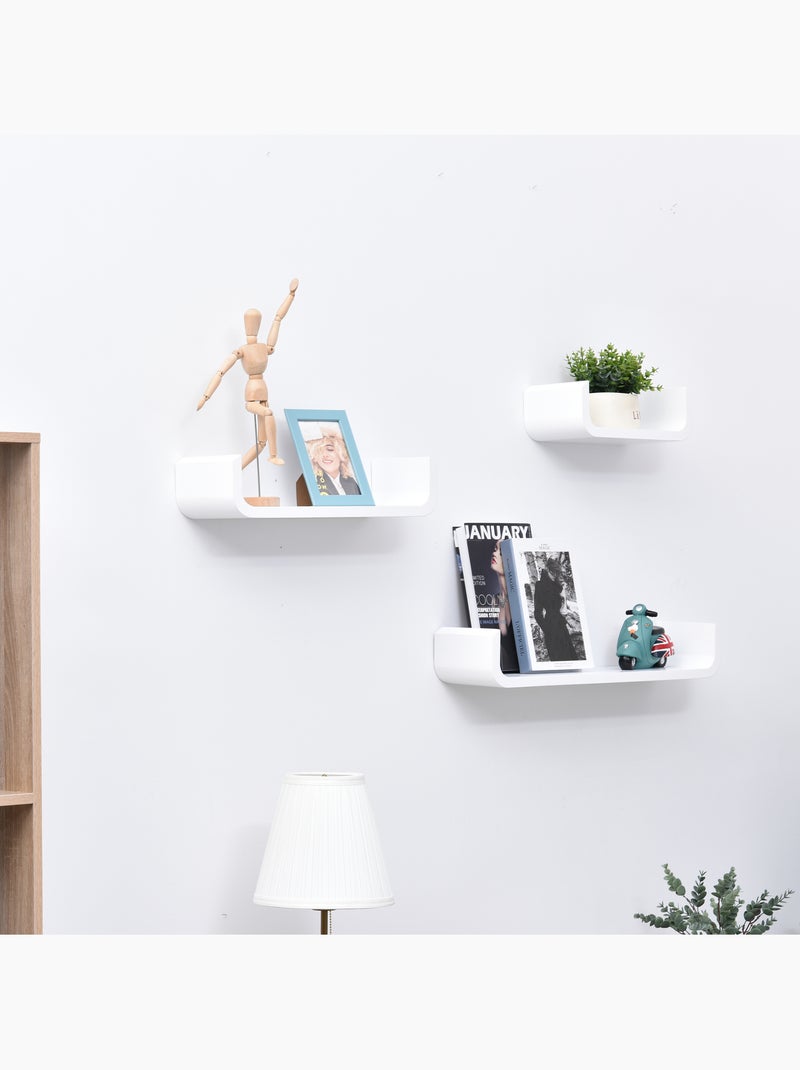 Lot de 3 étagères murales flottantes blanches Blanc - Kiabi