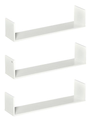 Lot de 3 étagères murales flottantes grain de bois blanc