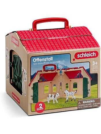 Lot de 3 figurines + écurie transportable farm world - schleich