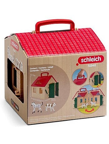 Lot de 3 figurines + écurie transportable farm world - schleich