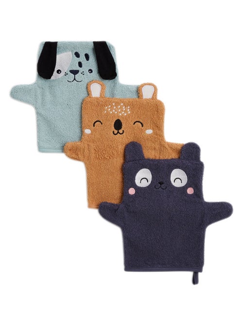 Lot de 3 gants de toilette Garden Party - Kiabi