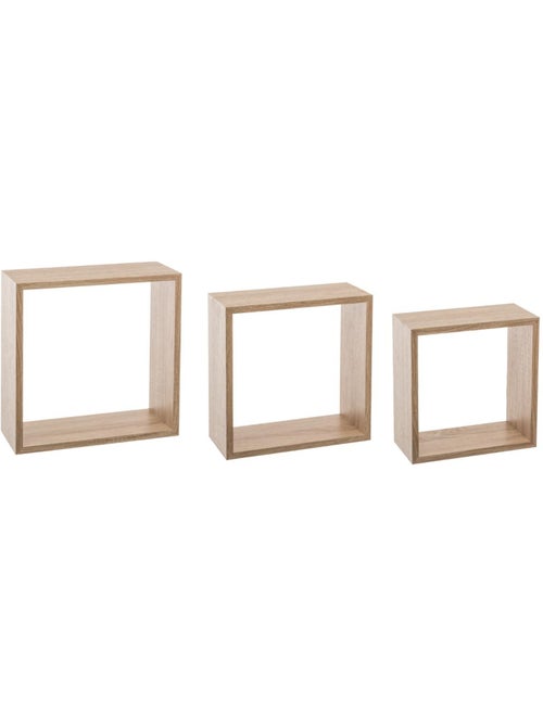 Lot de 3 grandes étagères murales cubes effet bois FIXY - Kiabi
