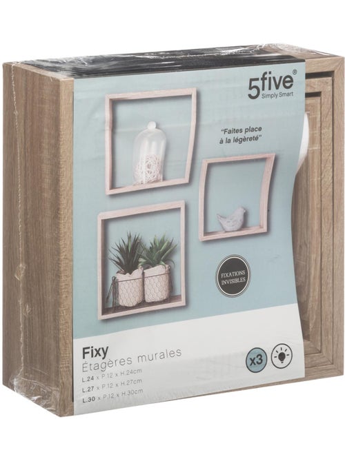 Lot de 3 grandes étagères murales cubes effet bois FIXY - Kiabi