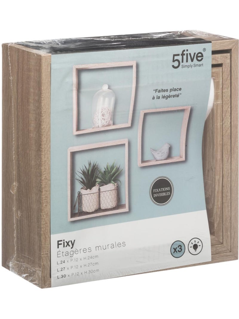 Lot de 3 grandes étagères murales cubes effet bois FIXY Beige - Kiabi