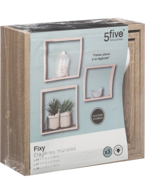 Lot de 3 grandes étagères murales cubes effet bois FIXY - Kiabi