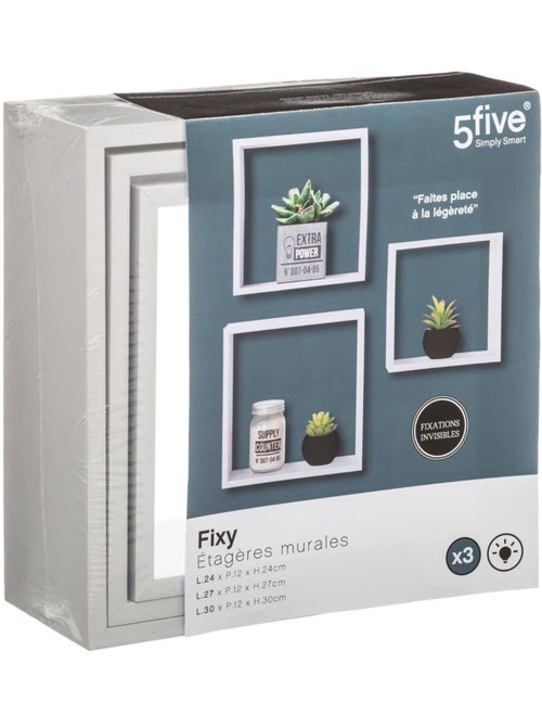 Lot de 3 grandes étagères murales cubes effet bois FIXY - Kiabi