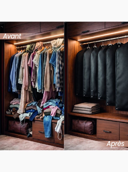 Lot de 3 housses pour vêtements à suspendre, premium pliable - 60 x 160 cm - Vivezen - Kiabi