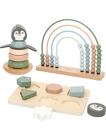 Lot de 3 jeux bébé en bois WOOMAX