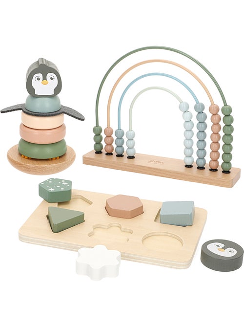 Lot de 3 jeux bébé en bois WOOMAX - Kiabi