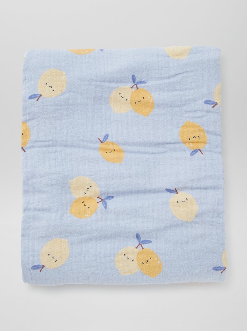 Lot de 3 langes - 2 de 60 x 60 et 1 de 100 x 120 cm Bleu - Kiabi