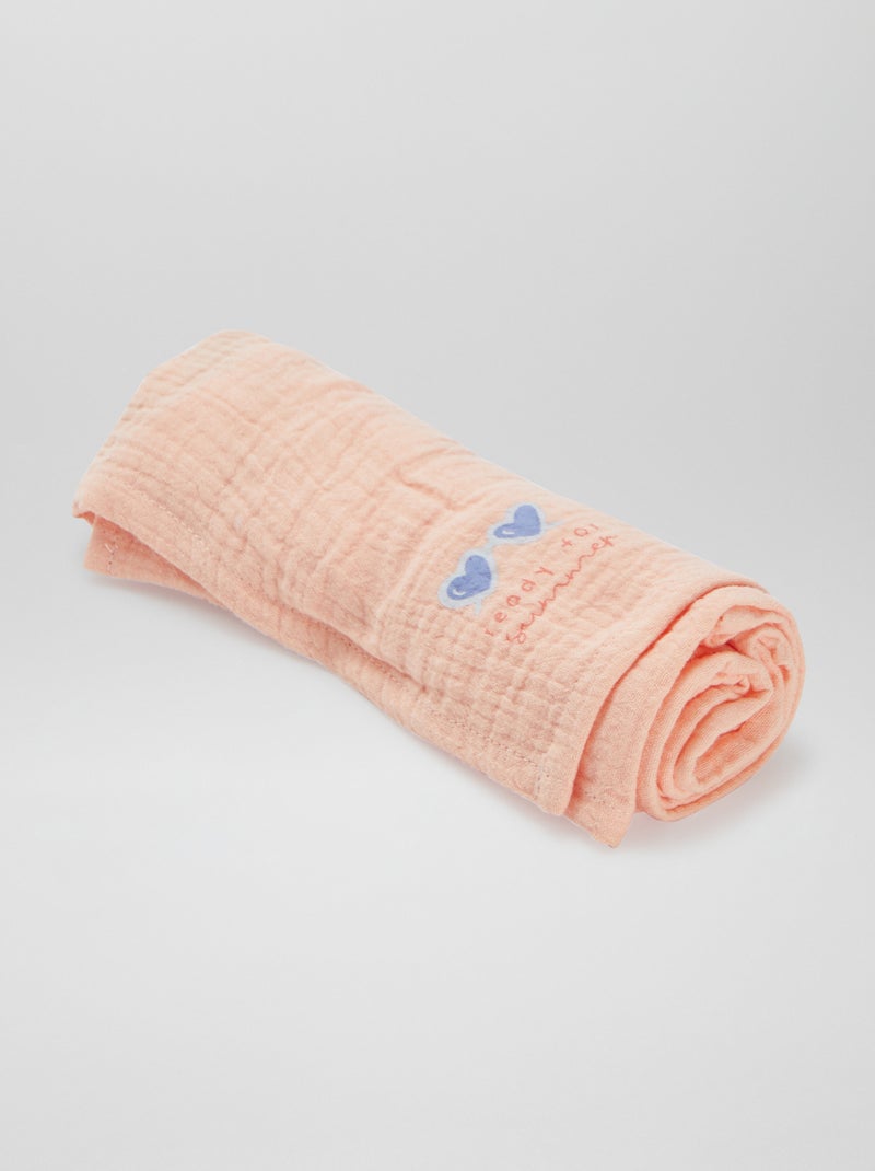 Lot de 3 langes - 2 de 60 x 60 et 1 de 100 x 120 cm Rose - Kiabi