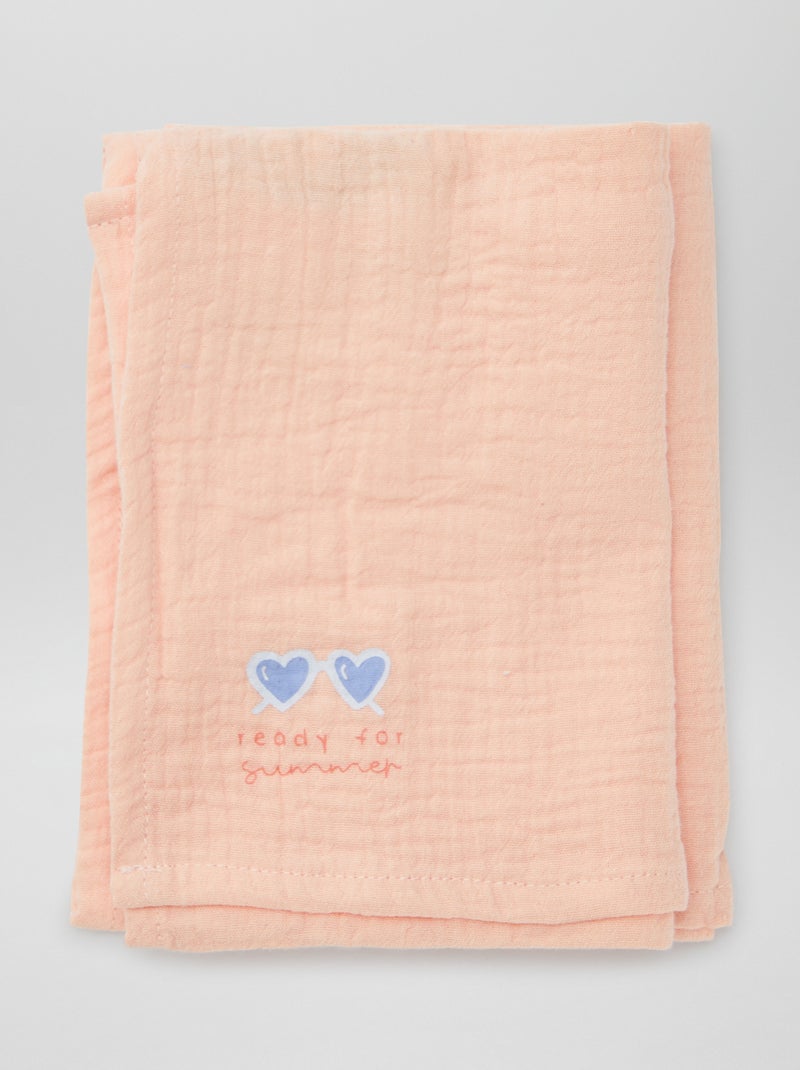 Lot de 3 langes - 2 de 60 x 60 et 1 de 100 x 120 cm Rose - Kiabi