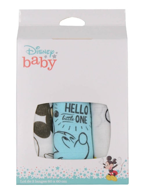 Lot de 3 langes 60x60 cm - Mickey Little One - Babycalin - Kiabi