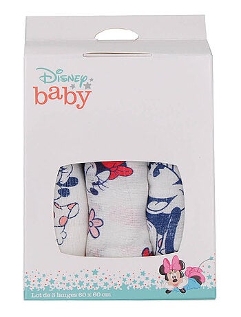 Lot de 3 langes 60x60 cm - Minnie Confettis - Babycalin