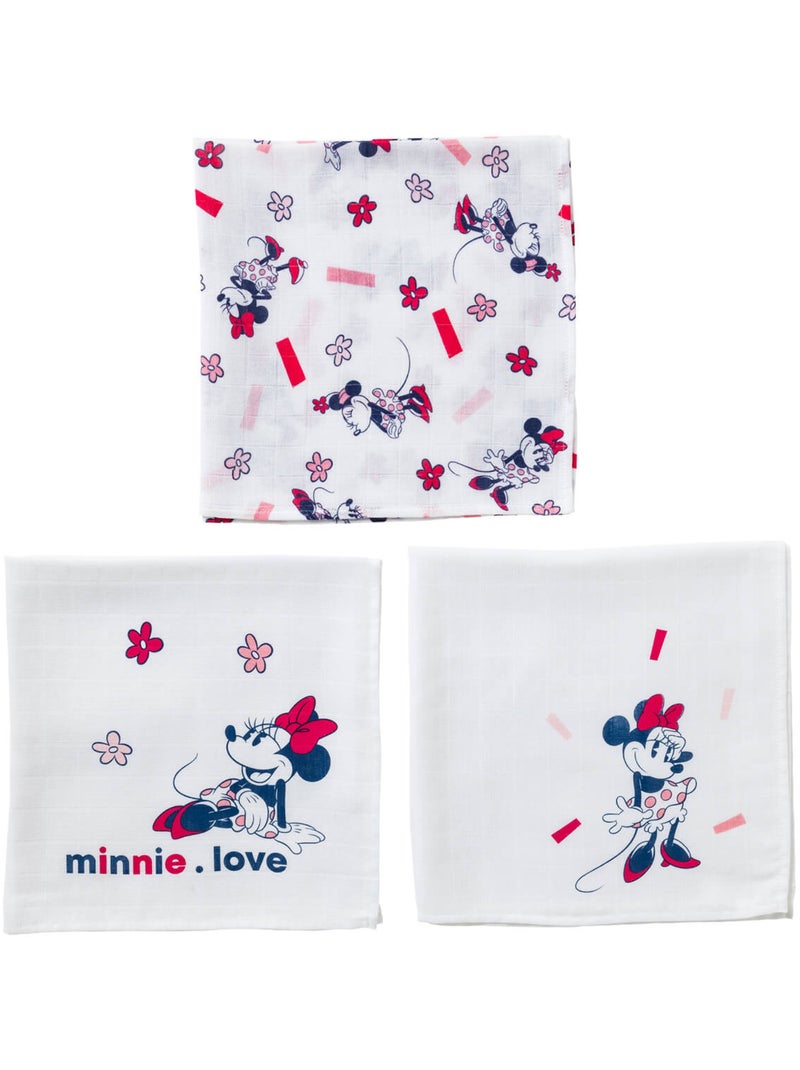 Lot de 3 langes 60x60 cm - Minnie Confettis - Babycalin Rose - Kiabi