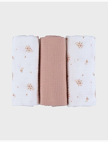 Lot de 3 langes 70*70cm, coton bio noukie's