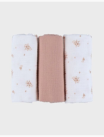 Lot de 3 langes 70*70cm, coton bio Noukie's