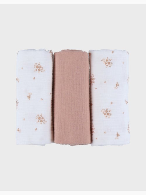 Lot de 3 langes 70*70cm, coton bio Noukie's - Kiabi Lot de 3 langes 70*70cm, coton bio Noukie's - Kiabi