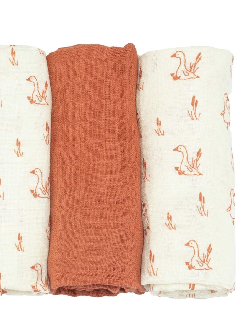 Lot de 3 langes 70x70 bébé Trois Kilos Sept Rouge - Kiabi