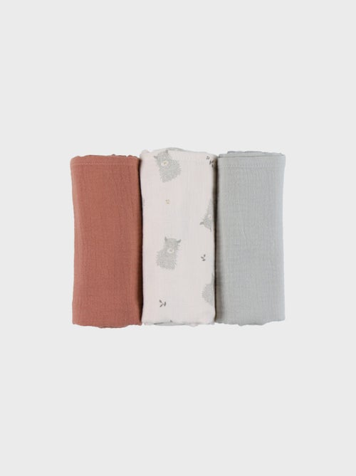 Lot de 3 langes 70x70 cm en gaze de coton bio Noukie's - Kiabi