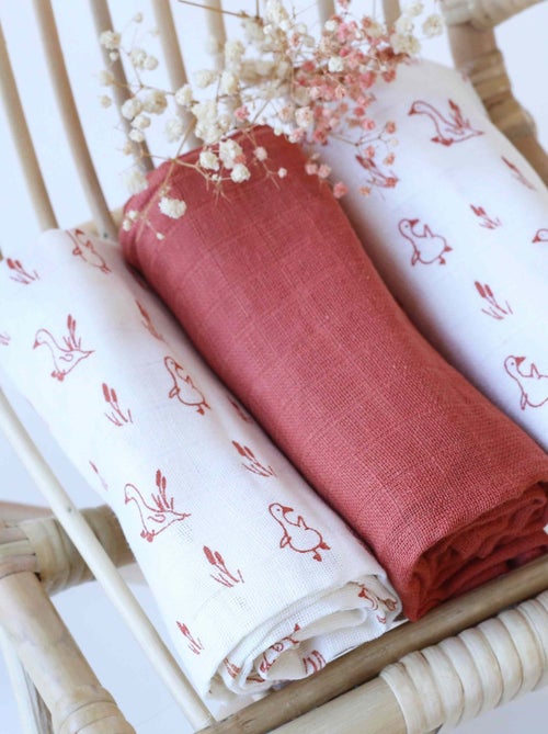 Lot de 3 langes 70x70 - Kiabi