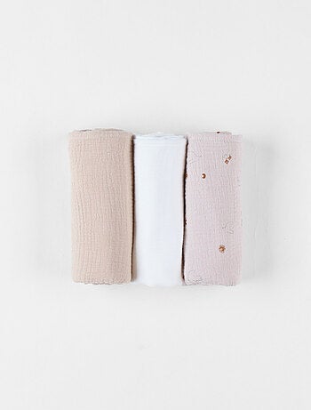 Lot de 3 langes 70x70cm, mousseline Noukie's