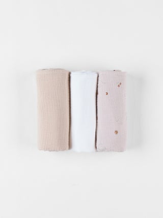 Lot de 3 langes 70x70cm, mousseline Noukie's