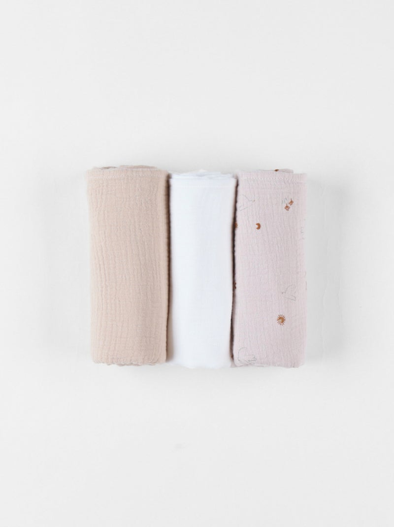 Lot de 3 langes 70x70cm, mousseline Noukie's Ecru - Kiabi