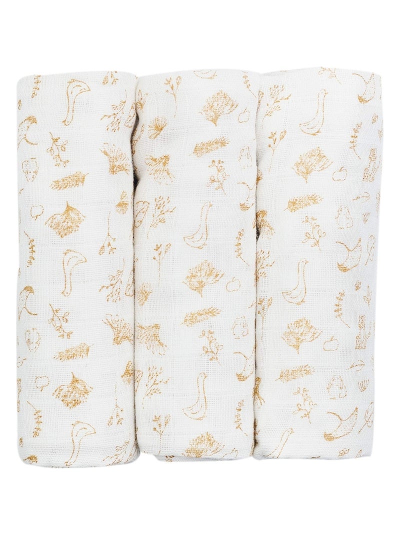 Lot de 3 langes à motifs pour bébé Beige - Kiabi