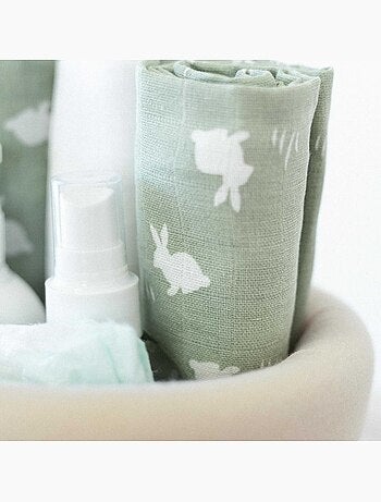 Lot de 3 langes bébé - motif lapin