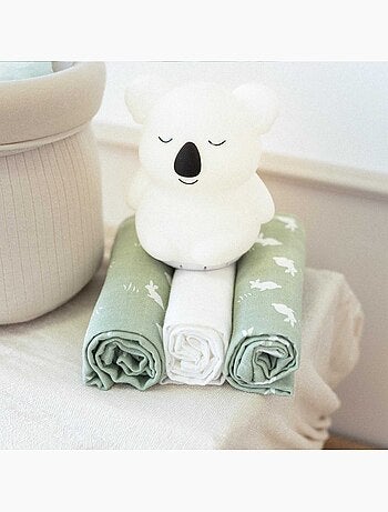 Lot de 3 langes bébé - motif lapin