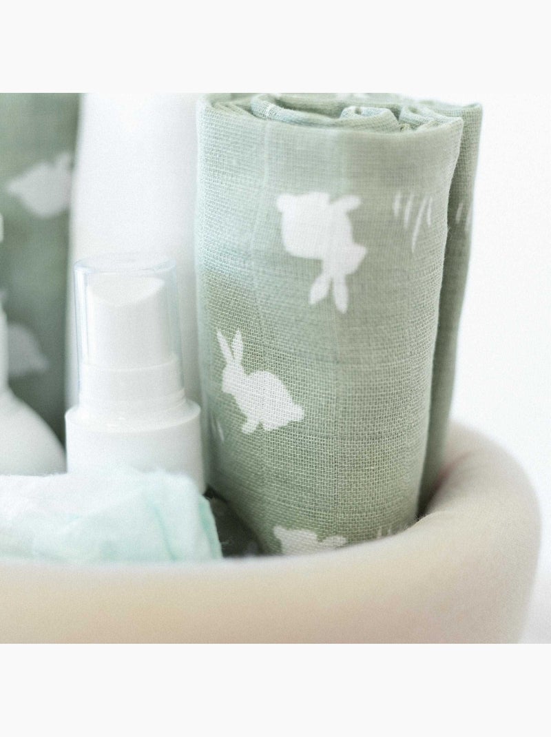 Lot de  3 langes bébé - motif lapin Vert - Kiabi