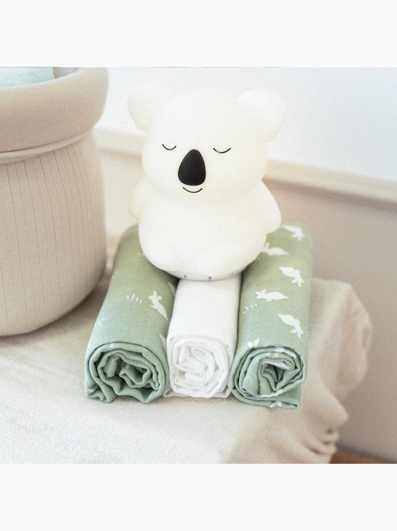 Lot de  3 langes bébé - motif lapin Vert - Kiabi