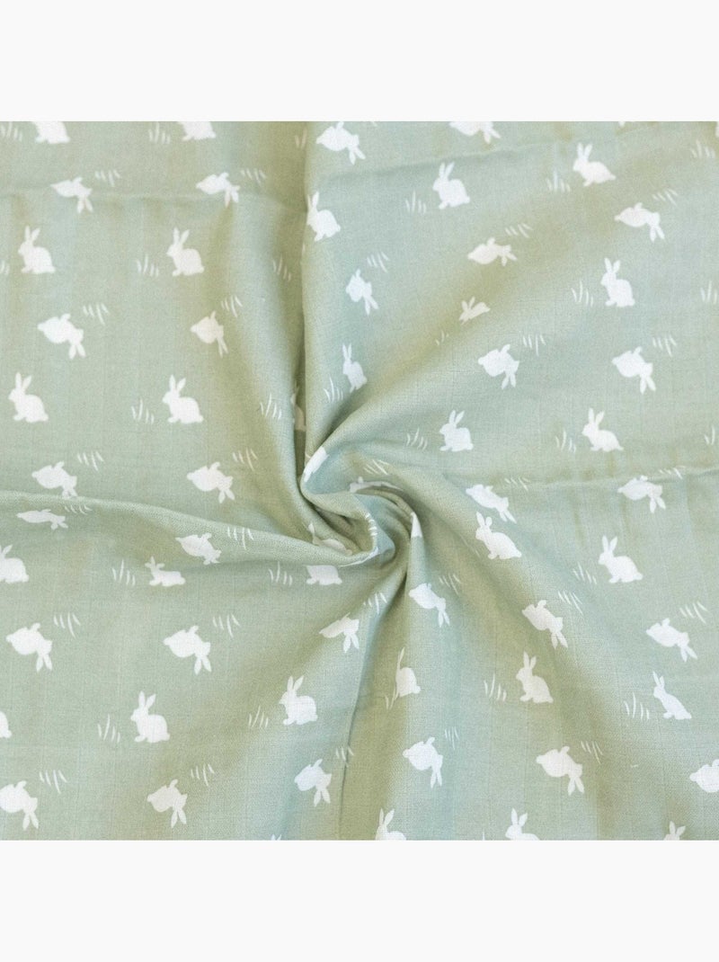 Lot de  3 langes bébé - motif lapin Vert - Kiabi