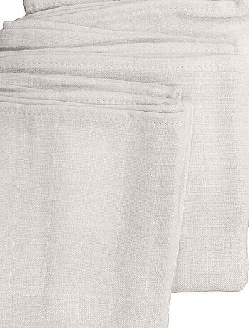 Lot de 3 langes bébé en Coton Bio - 70x70 cm - Blanc
