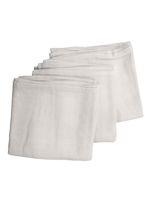 Lot de 3 langes bébé en Coton Bio - 70x70 cm - Blanc - Kiabi