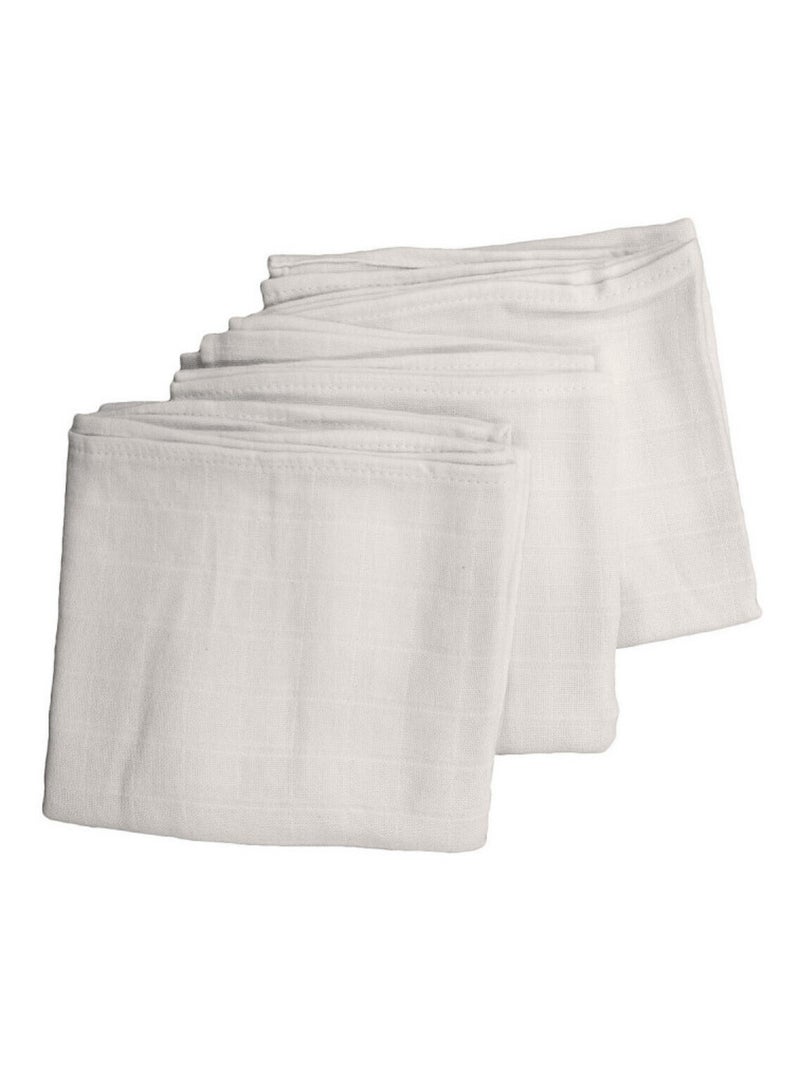 Lot de 3 langes bébé en Coton Bio - 70x70 cm - Blanc Blanc - Kiabi