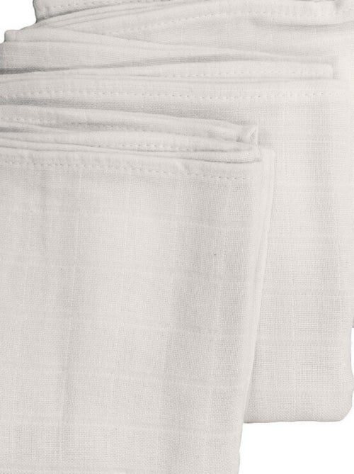 Lot de 3 langes bébé en Coton Bio - 70x70 cm - Blanc - Kiabi