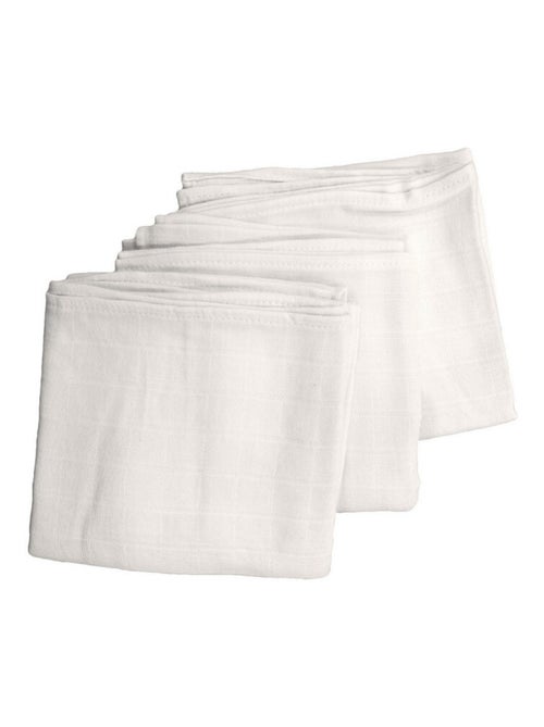 Lot de 3 langes bébé en Coton Bio - 70x70 cm - Ecru - Kiabi
